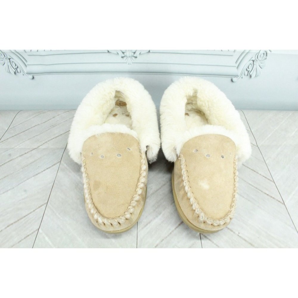 LL Bean Brown Suede Wicked Good Shearling Lined Moccasin Slippers 7 M - Picture 5 of 10